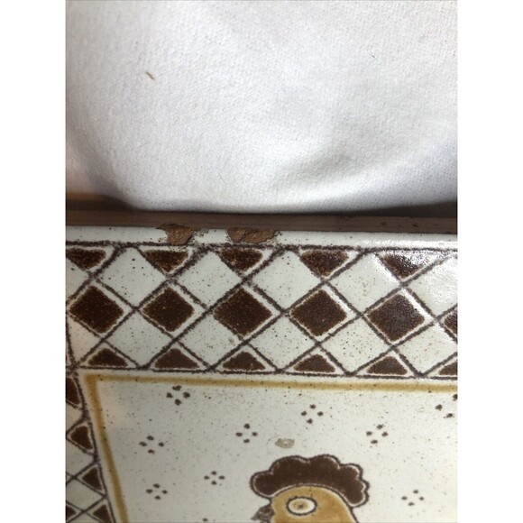 Beautiful Vintage Mirasol Italy Rooster  Chicken 🐓 Ceramic Square Tile Trivet - Picture 4 of 10